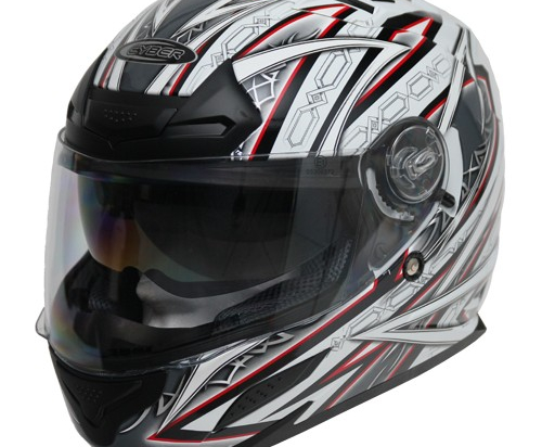 Moto helma Cyber US-100, bílo-červená