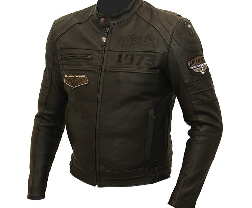 Pánská kožená moto bunda Arlen Ness LJ-10536-AN 1973, černá