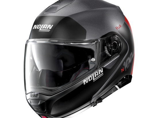 Moto helma Nolan N100-5 Plus Distinctive N-Com Flat Lava Grey 24