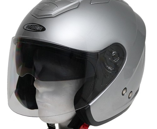 Moto helma Cyber U-386, stříbrná