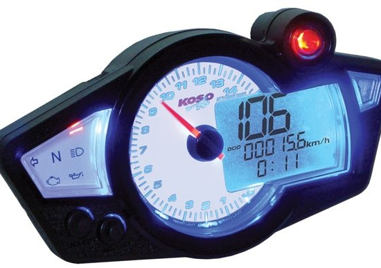 Digitální tachometr KOSO RX1N GP bílý/modré podsvícení