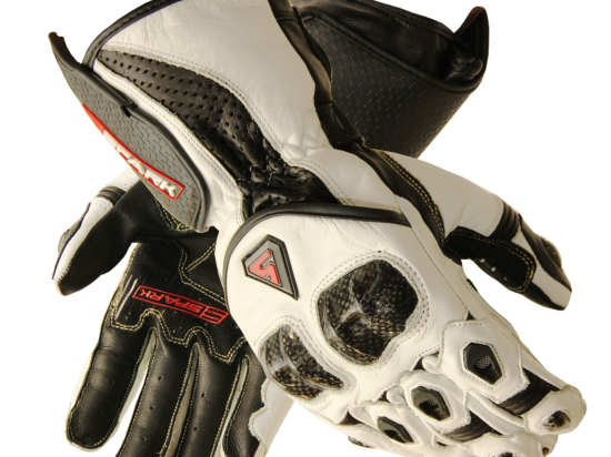 Pánské kožené moto rukavice Spark Elite, bílé