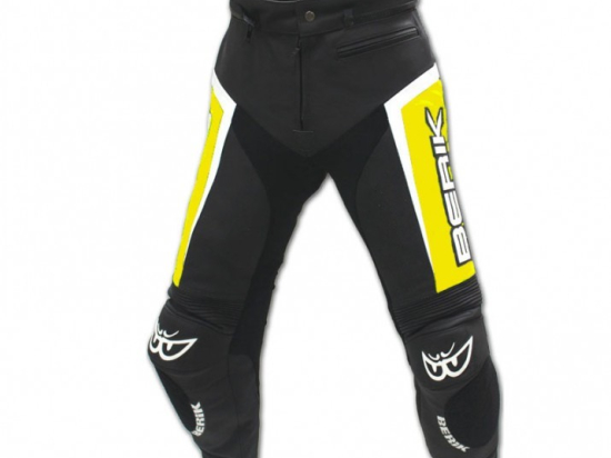 Kožené moto kalhoty Berik LP-10556-BK, žluté