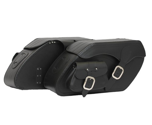 Kožené moto brašny TechStar Chopper s kapsou hladké, černé