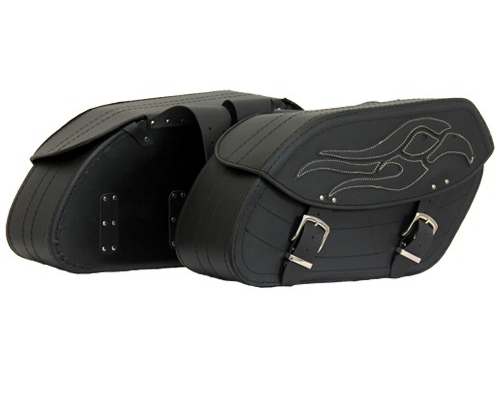 Kožené moto brašny TechStar Orel zdobené cvoky, černé