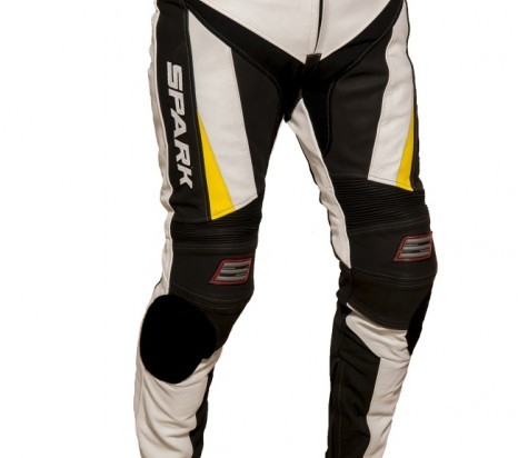 Pánské kožené moto kalhoty Spark ProComp Evo, bílé