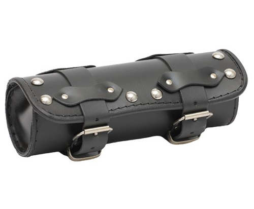 Kožená moto brašna TechStar rolka Uni zdobená cvoky, černá