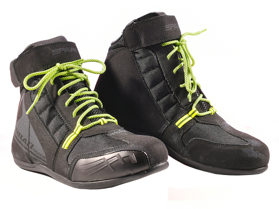 Cestovní kožené moto boty Spark Osprey nízké, černé-fluo