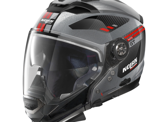 Moto helma Nolan N70-2 GT Bellavista N-Com Scratched Chrome 29