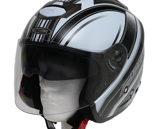 Moto helma Cyber U-386, bílo-šedá