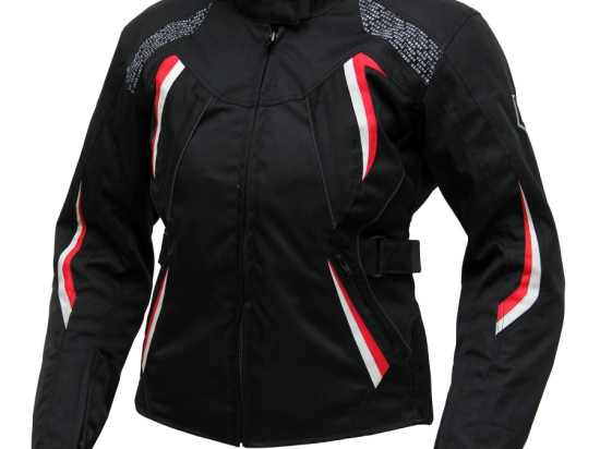 Dámská textilní moto bunda Cyber Gear Monica, černo-červeno-bílá