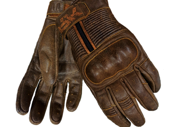 Pánské kožené moto rukavice Spark Crisp, hnědé