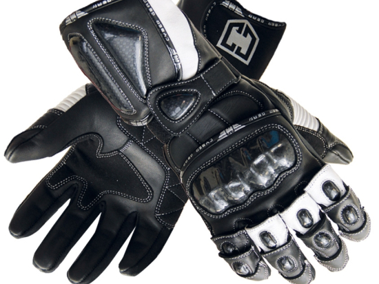 Pánské kožené moto rukavice Cyber Gear Ray, černo-bílé