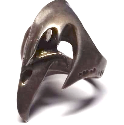 Pánský prstýnek s motivem lebka + zobák, 23 mm