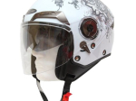 Moto helma Cyber U-44, bílá s růžemi