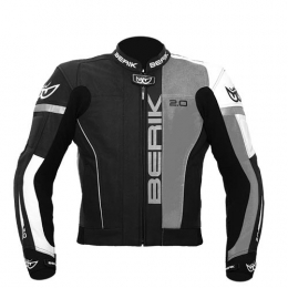Kožená moto bunda Berik LJ-10540-BK, šedá