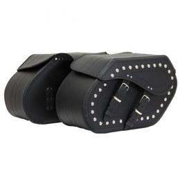 Kožené moto brašny TechStar Chopper zdobené cvoky, černé