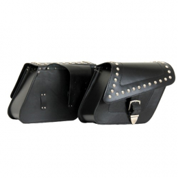 Kožené moto brašny TechStar Sharp zdobené cvoky, černé