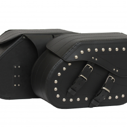 Kožené moto brašny TechStar Cruiser zdobené cvoky, černé