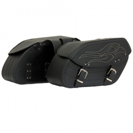 Kožené moto brašny TechStar Orel zdobené cvoky, černé