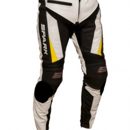 Pánské kožené moto kalhoty Spark ProComp Evo, bílé