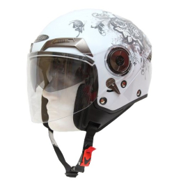 Moto helma Cyber U-44, bílá s růžemi