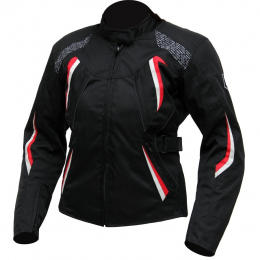 Dámská textilní moto bunda Cyber Gear Monica, černo-červeno-bílá