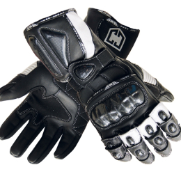 Pánské kožené moto rukavice Cyber Gear Ray, černo-bílé